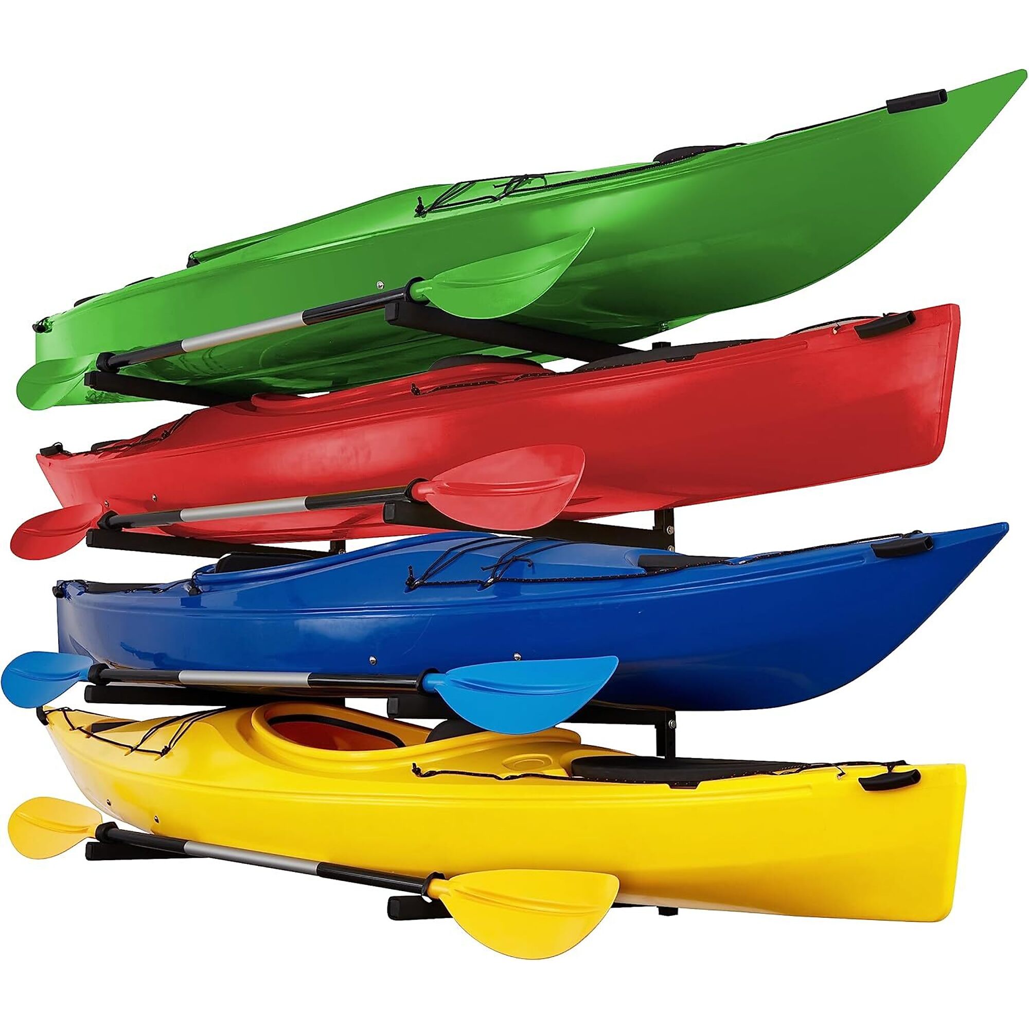 RaxGo, Wall-Mounted Kayak Rack – Holds 4 Kayaks, Length 55.5 in, Width 6.5 in, Model# RGWM3KR